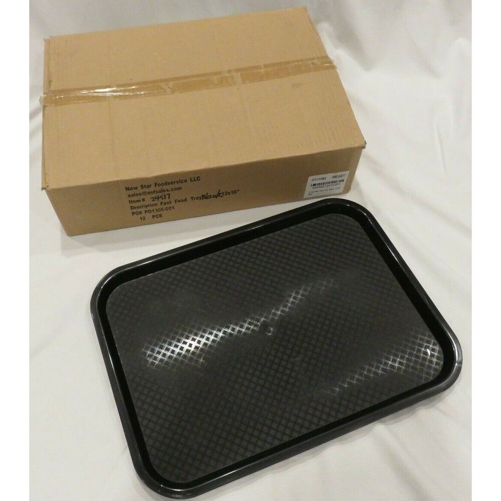 12 Pcs Fast Food Restaurant Dining Tray Black 12x16in